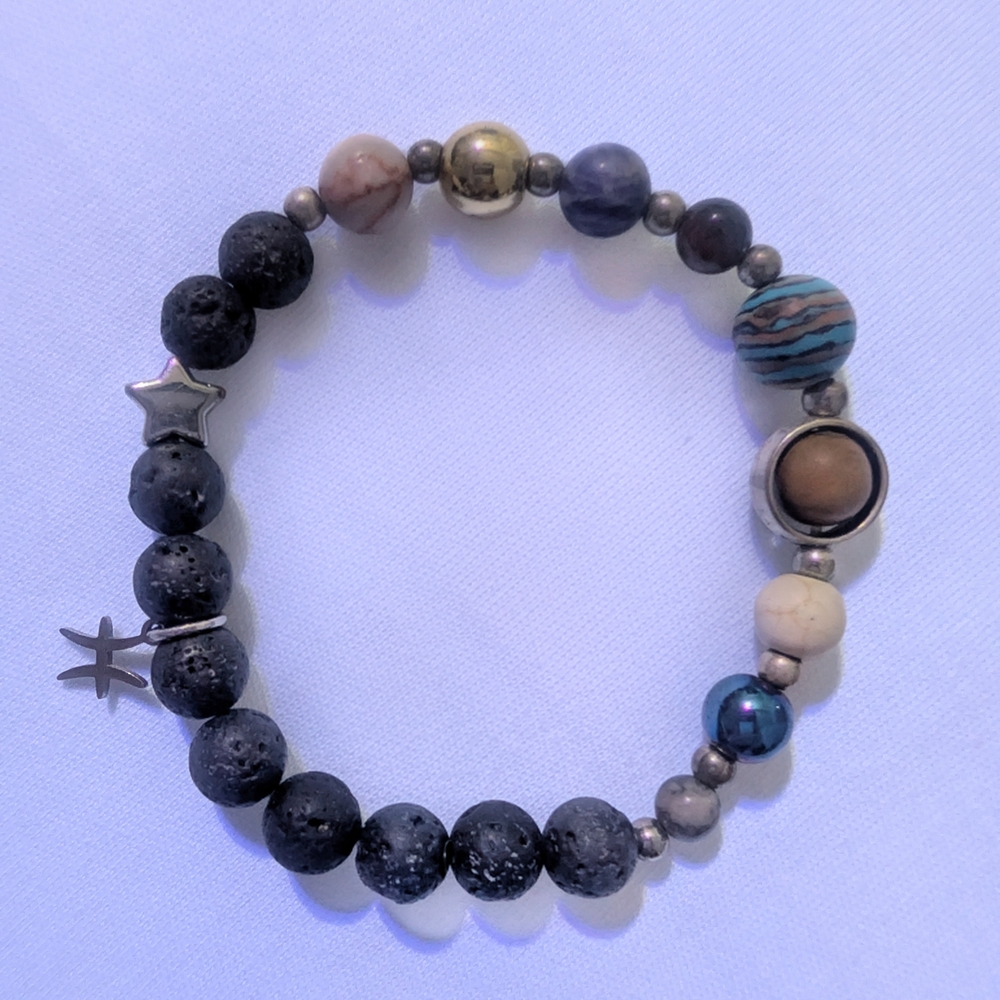 3/$15 Pieces Diffuser Solar System Galaxy Bracelet with Lava Stone